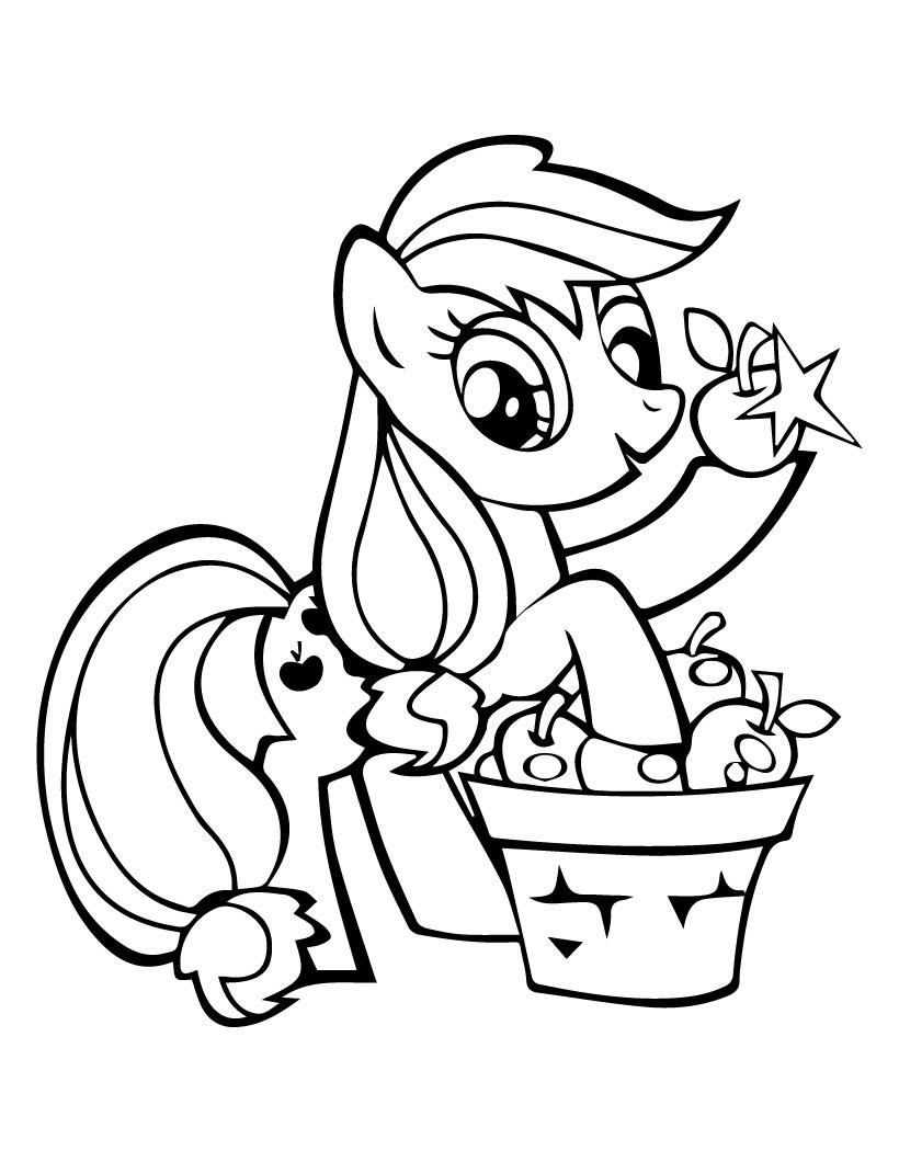 My Little Pony Applejack Pick Apples Coloring Page My