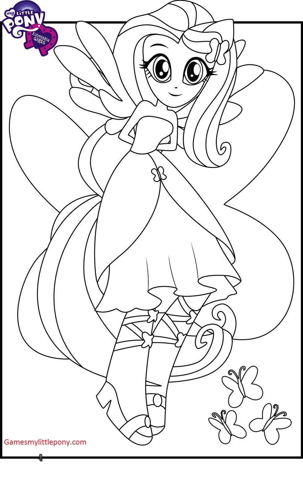 Equestria Girls Fluttershy Download · Play line Equestria Girls Fluttershy Coloring Page