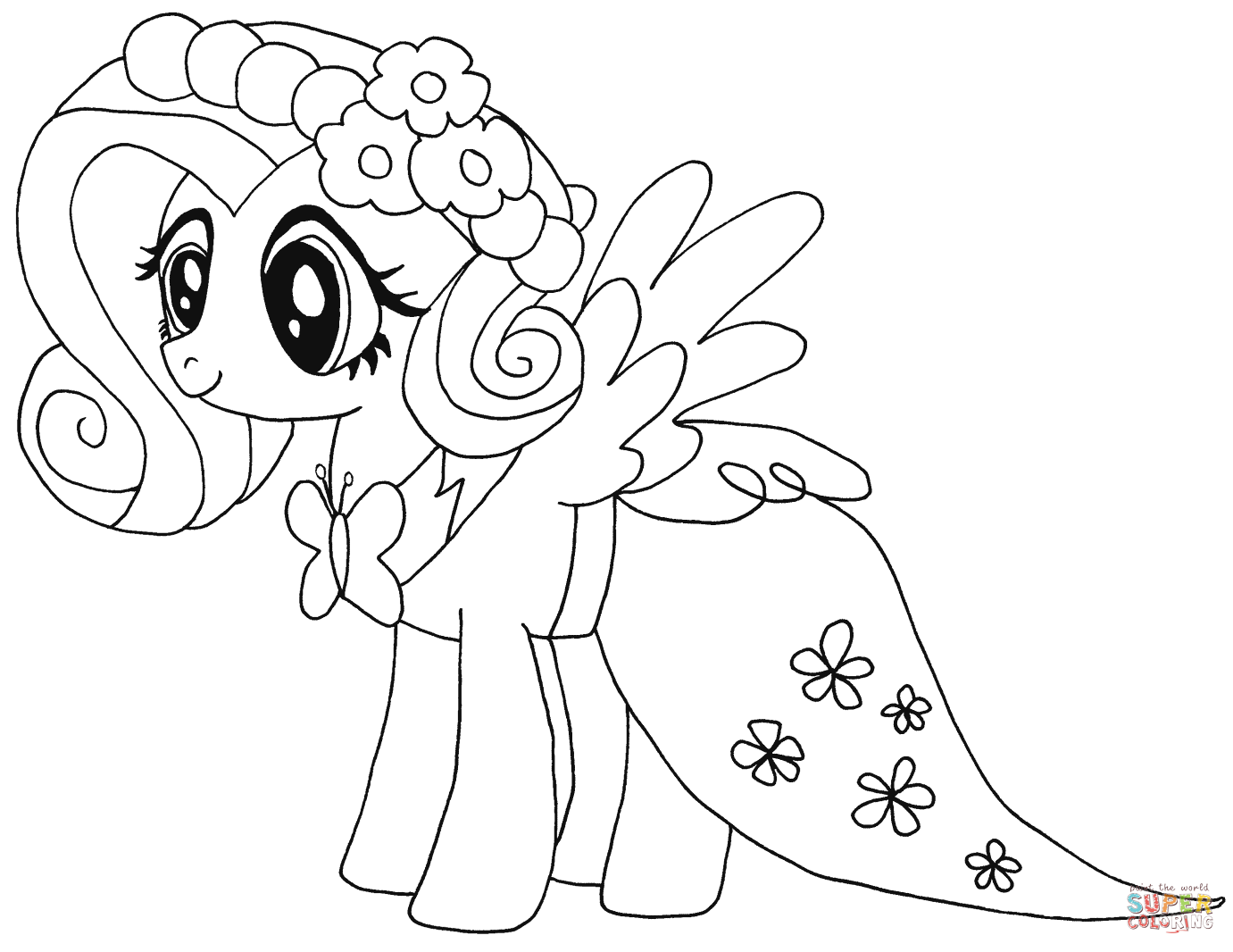 Pony Coloring Pages Mlp Fluttershy Scene