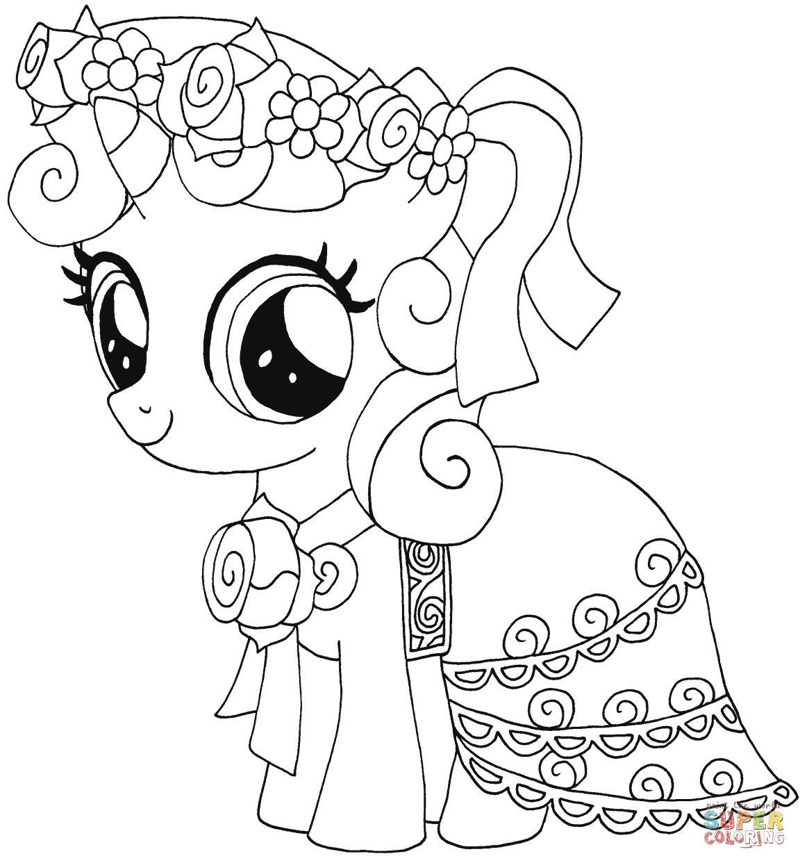Pony Coloring Pages Mlp Sweetie Belle Scene