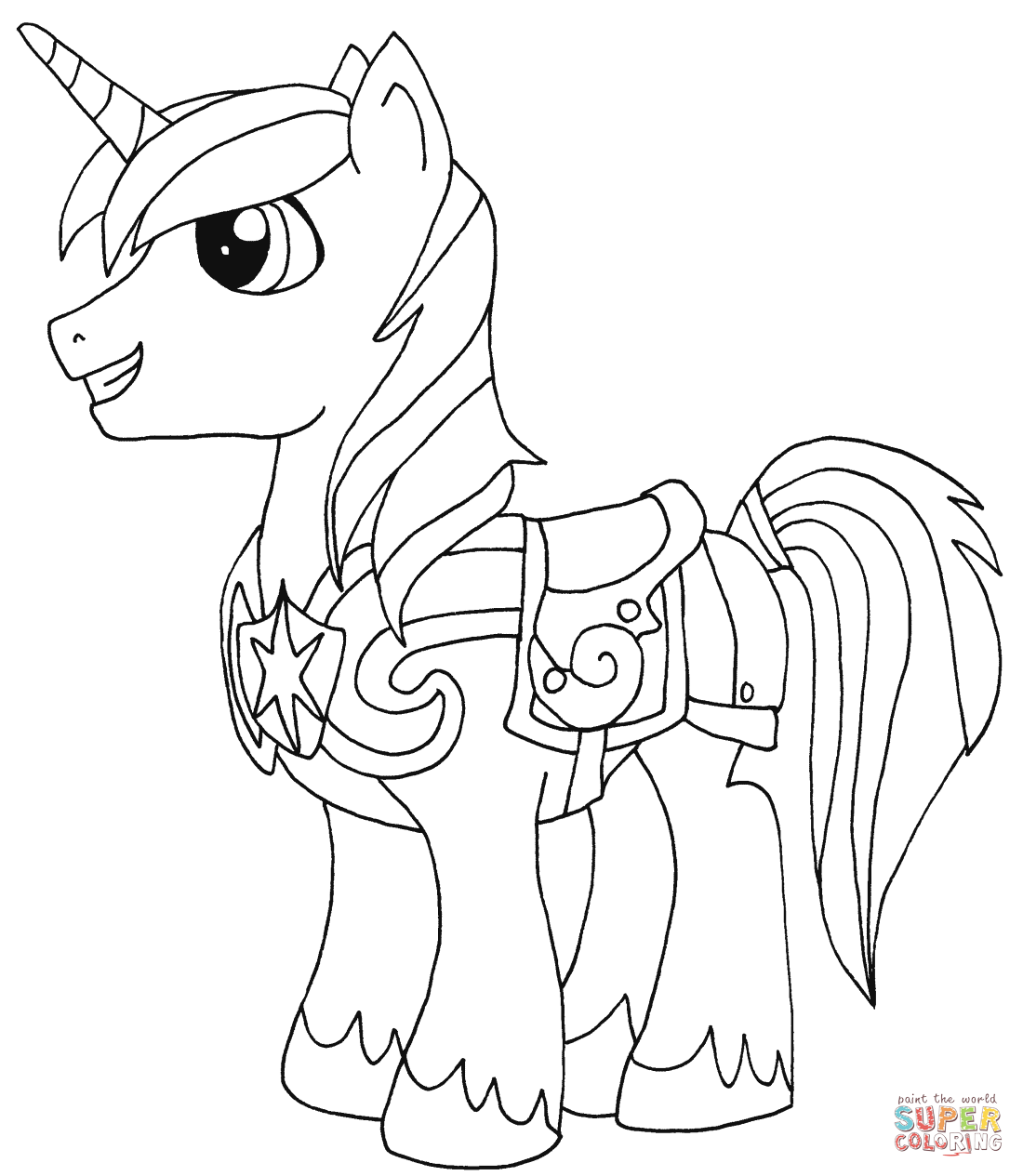 Pony Coloring Pages Mlp Shining Armor Scene