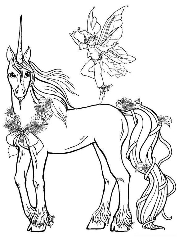 Unicorn Coloring And Fairy Coloring Page - Unicorn Coloring Pages