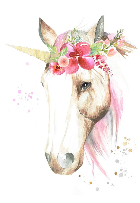 Watercolour Unicorn With Flower Crown