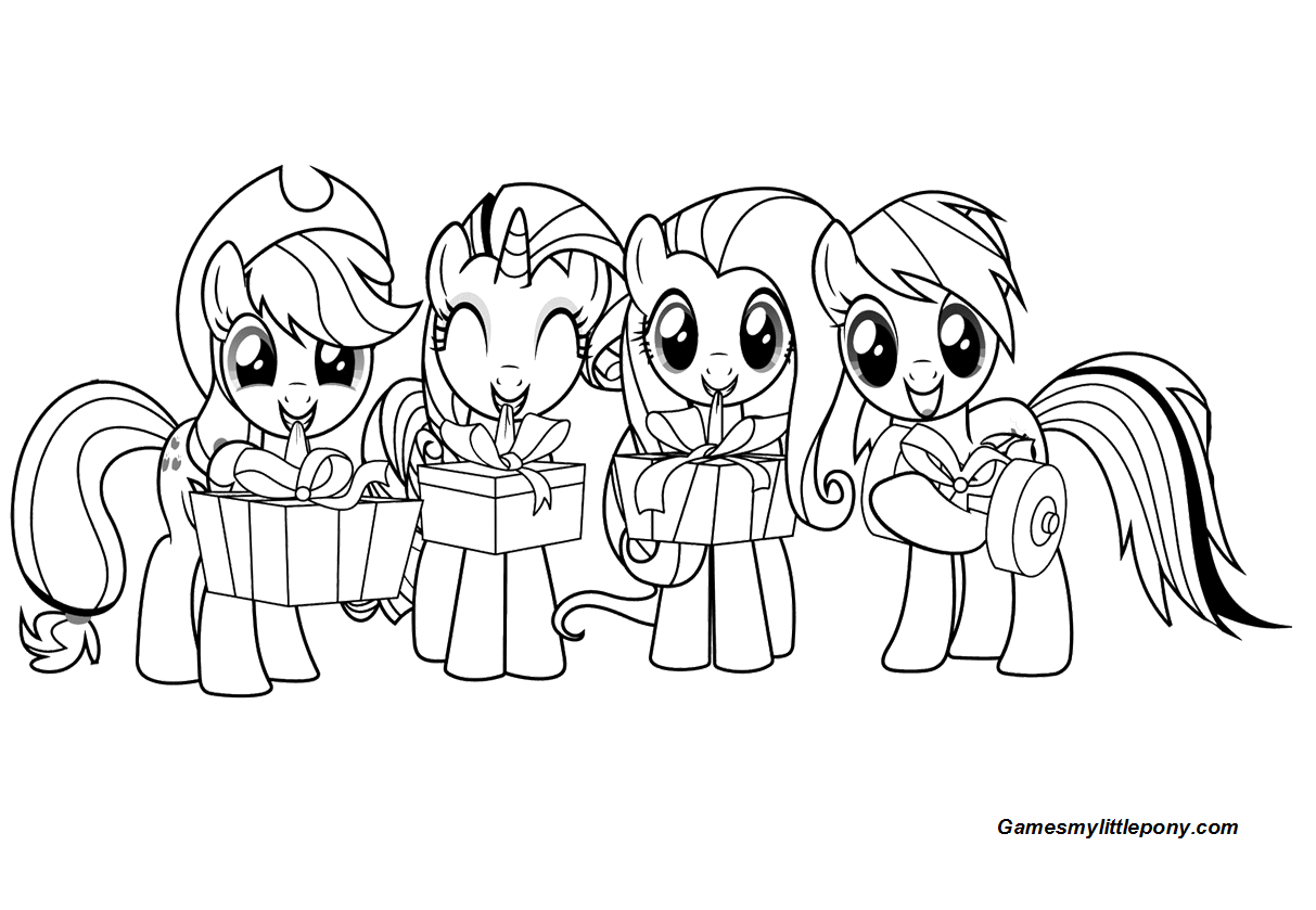 Cute My Little Pony With Gifts Coloring Page My Little Pony Coloring 