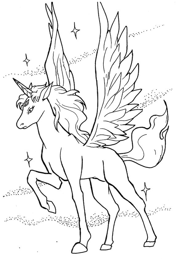 Unicorn Coloring And Wings Coloring Page