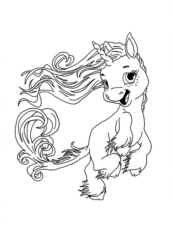 Baby Unicorn And Smile Coloring Page
