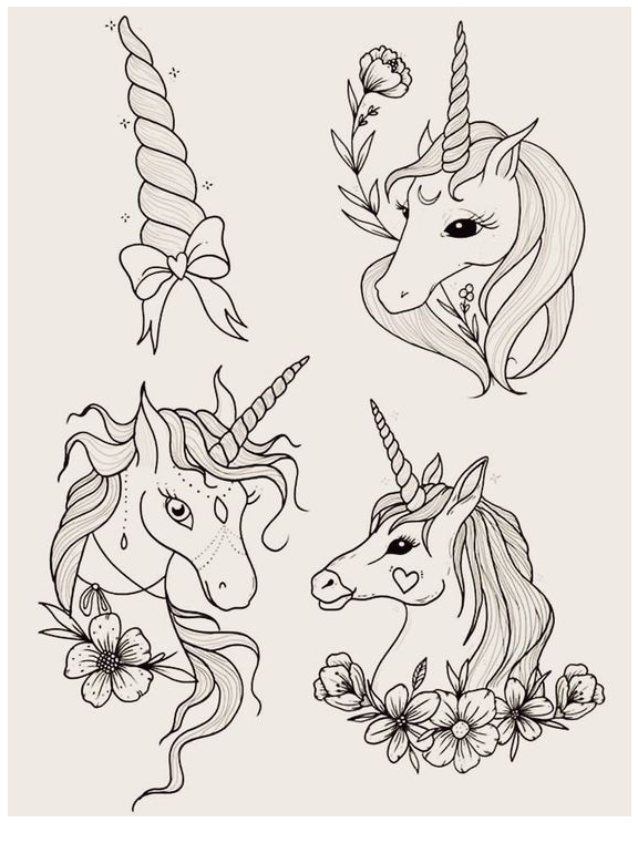 Unicorn Head Black And White Coloring Page