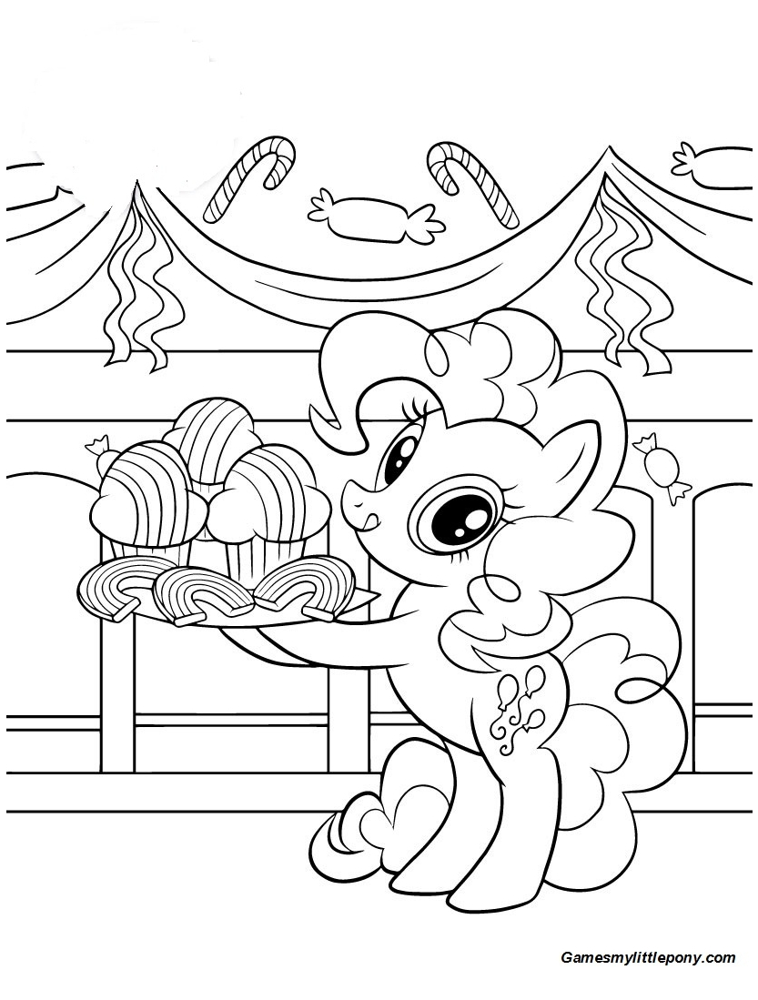 Pinkie Pie Makes Cakes  Coloring Page