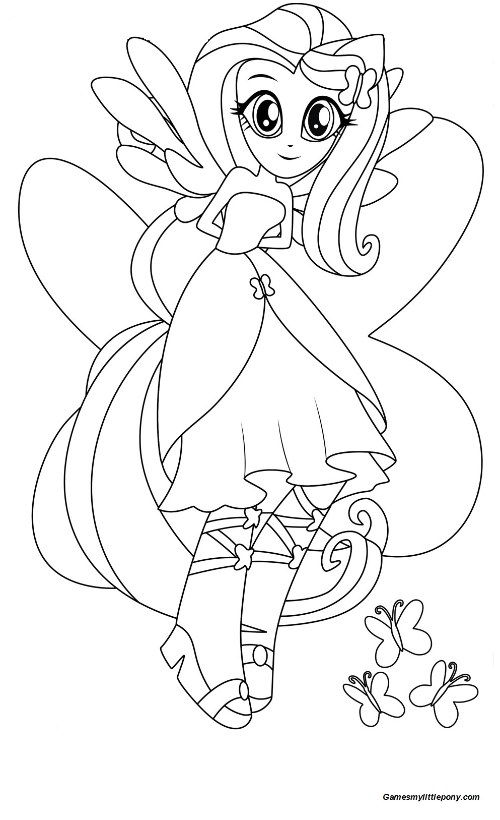 Equestria Girls Fluttershy Coloring Page