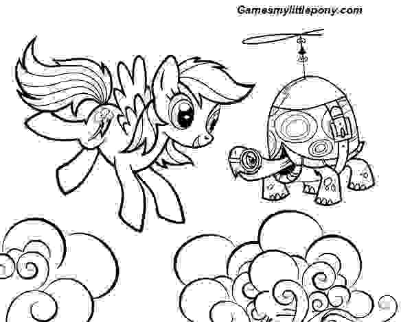 MLP Rainbow Dash and Tank Turtle Coloring Page